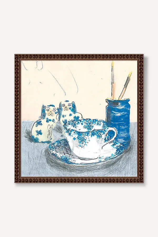 Mark Parker Blue and White Cup With China Dogs Wall Art product
