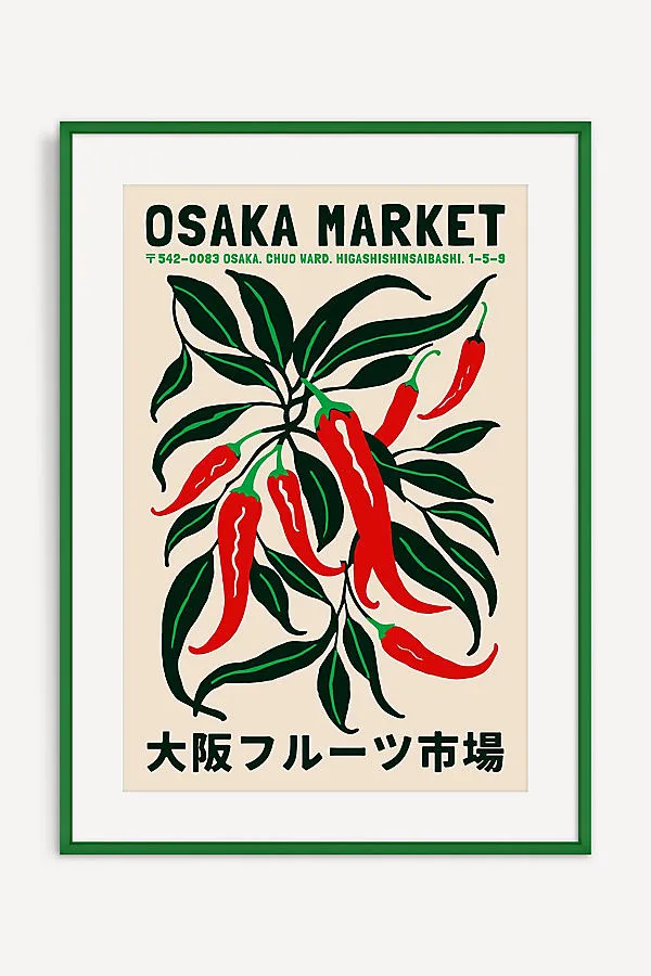 Osaka Market Japanese Poster Wall Art - Red product