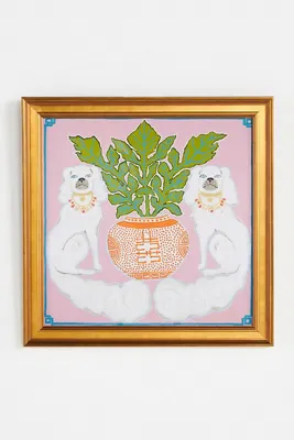 Paige Gemmel White Dogs On Pink Wall Art - Gold product