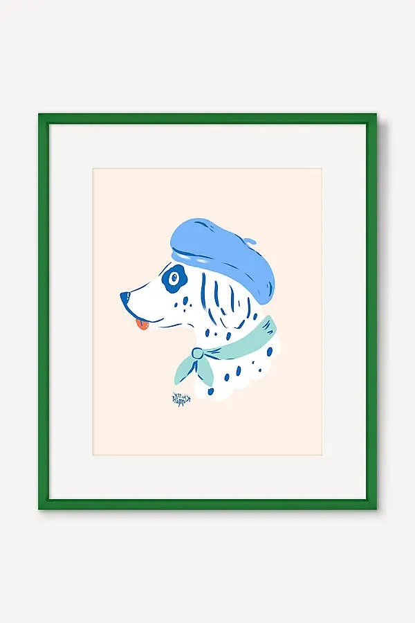 Poodle in Beret Wall Art - Blue product