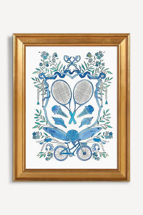 Rachel Rogers Heraldic Tennis Crest Wall Art - Blue product