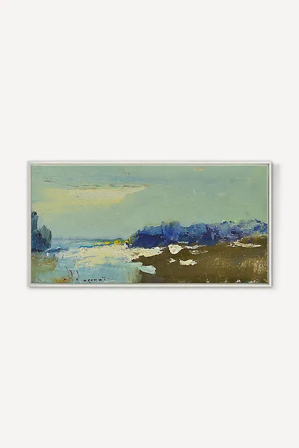 River in Contour Wall Art - Blue, Cotton Canvas by Anthropologie