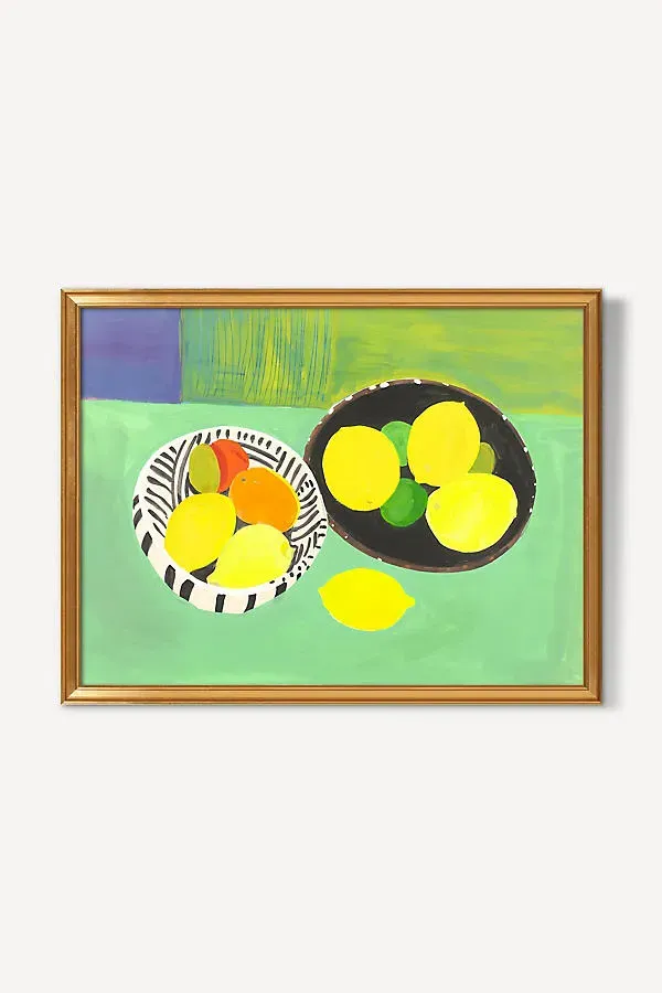 Sarah Campbell Two Bowls with Lemons Wall Art - Yellow product