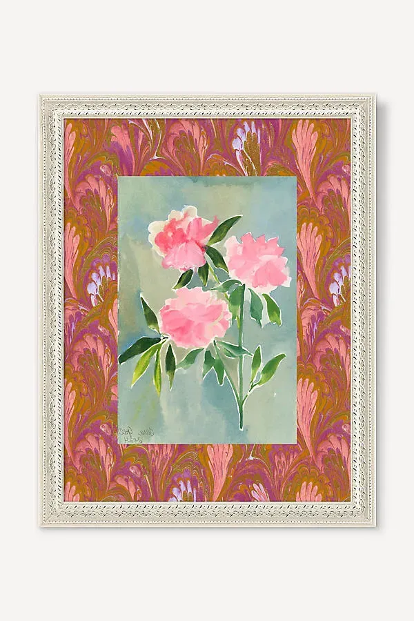 Tara Roma Gill Marbled Florals Wall Art - Orange product