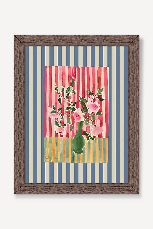 Tara Roma Gill Striped Florals #1 Wall Art - Blue product