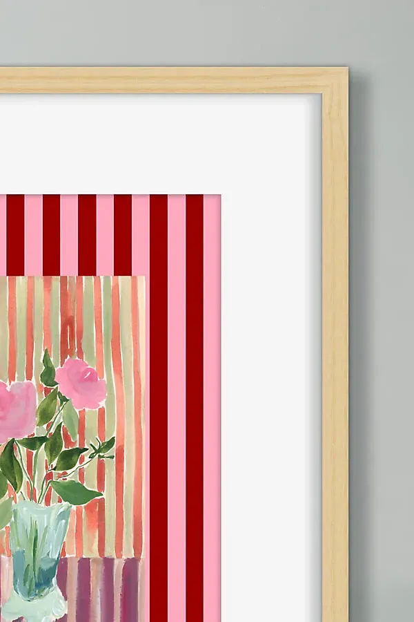 Tara Roma Gill Striped Florals Framed Wall Art - Red product