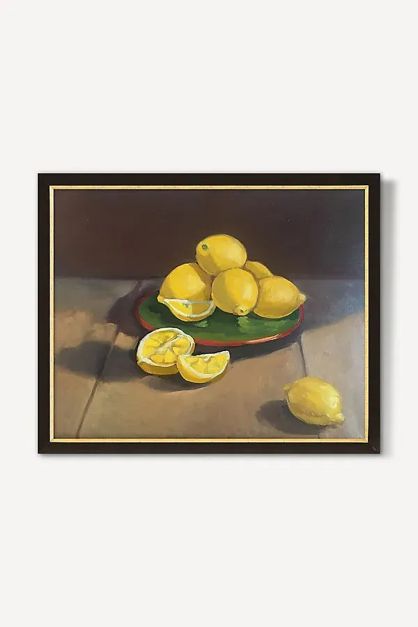 Vicky Tesmer Lemons on Green Plate Wall Art product