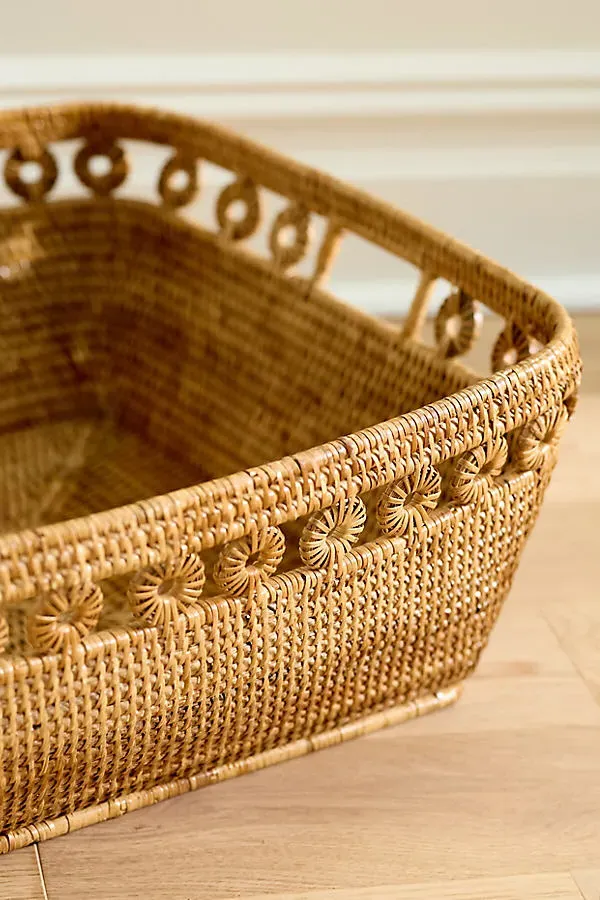 Rectangle Oblong Storage Basket - Brown, Rattan by Anthropologie, alternate view