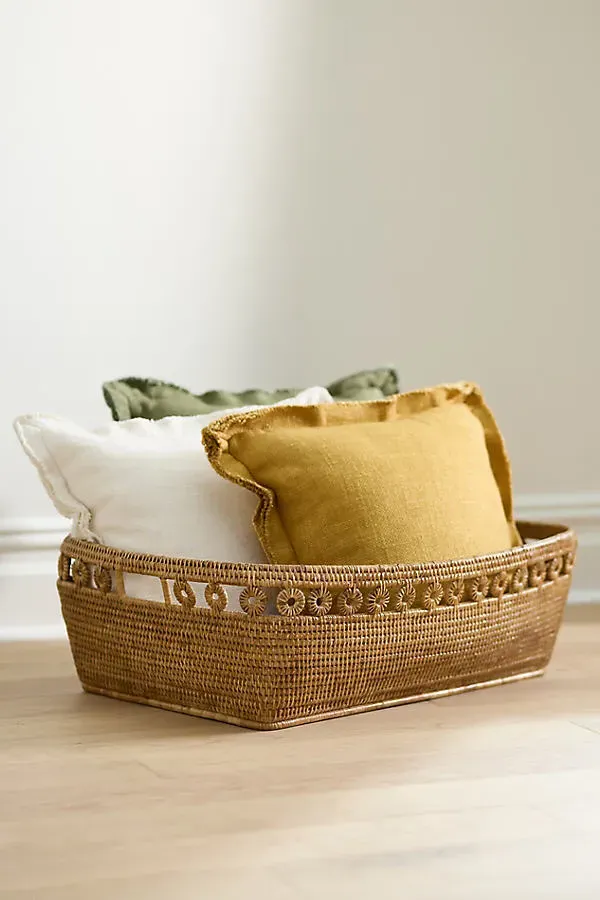 Rectangle Oblong Storage Basket - Brown, Rattan by Anthropologie