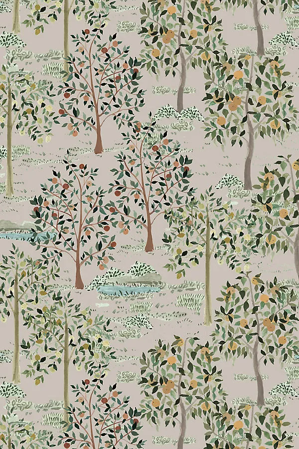 Jemma Fruit Tree Wallpaper - Beige by Anthropologie, alternate view