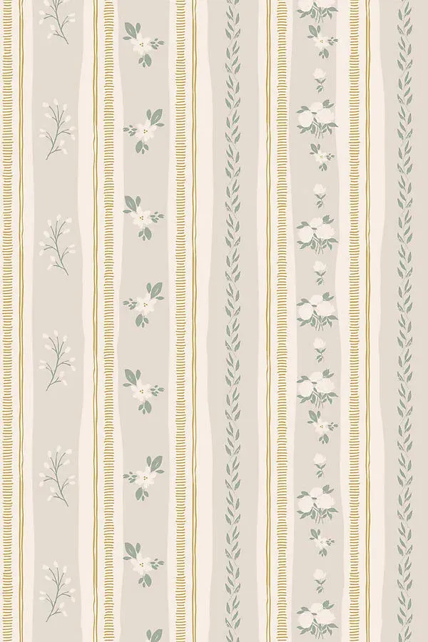 Orchard Stripes Floral Wallpaper - Beige product