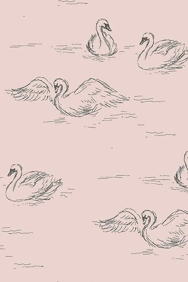 Swans Rose Quartz Wallpaper - Beige by Anthropologie, image 2
