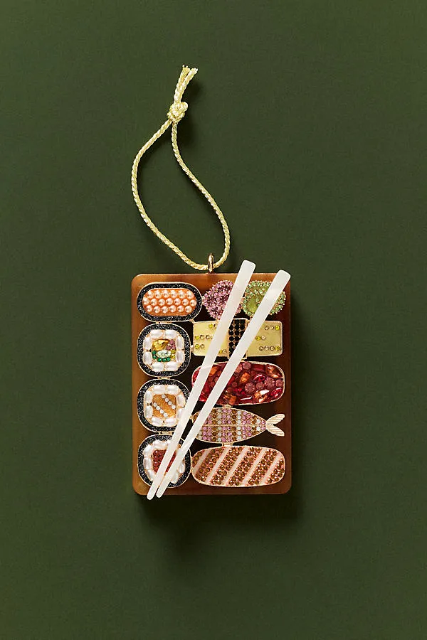 Jeweled Food Christmas Tree Ornament - Green, Polyester by Anthropologie