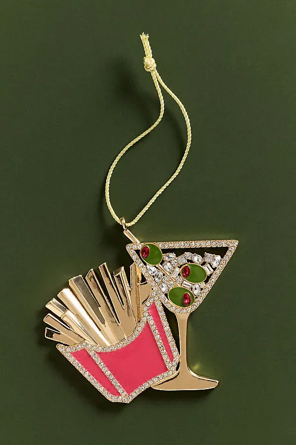 Jeweled Food Christmas Tree Ornament - Red, Polyester by Anthropologie