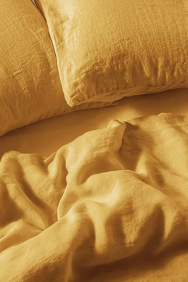 Ochre Linen Pillowcases Set of 2 - Yellow, Linen product
