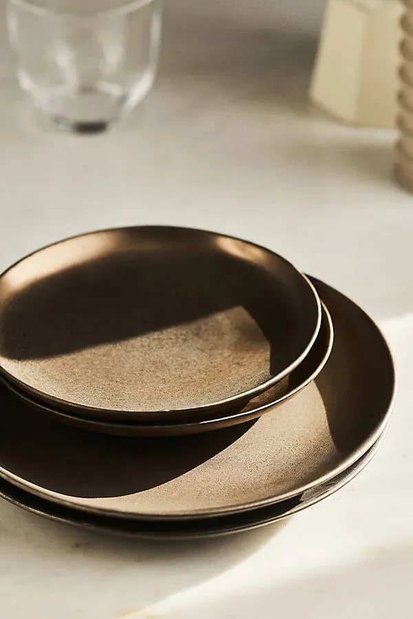 Jacqueline Salad Plates Set of 4 - Gold, Stoneware by Anthropologie