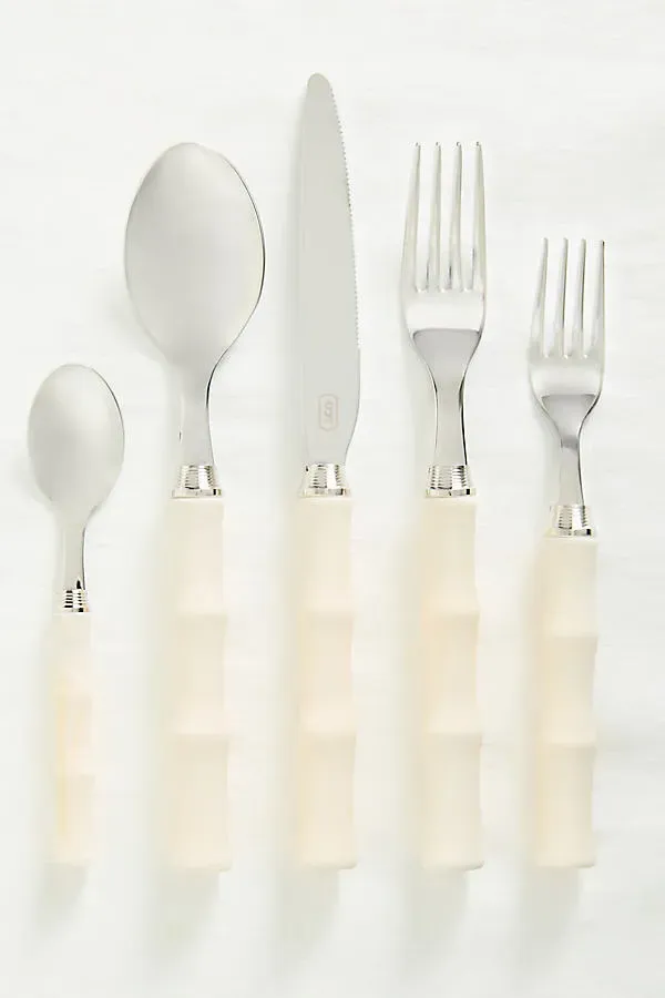 Montecito 5-Piece Place Setting - White, Stainless Steel product