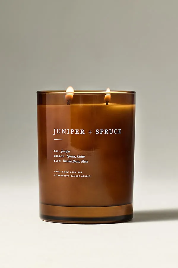 Juniper & Spruce Glass Jar Candle - Brown, Cotton by Anthropologie