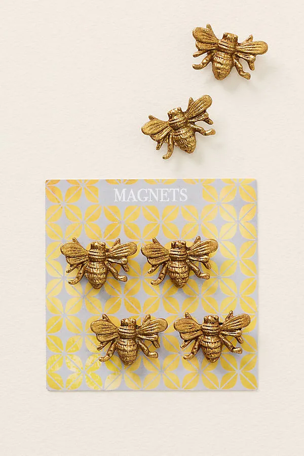 Bee Magnets Set of 6 - Gold, Pewter by Anthropologie, alternate view