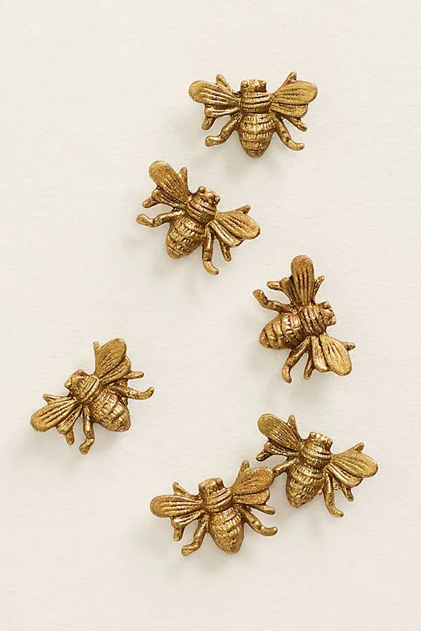 Bee Magnets Set of 6 - Gold, Pewter by Anthropologie