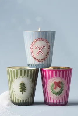 Candy Cane Icon Gourmand Peppermint Stick Glass Candle by Anthropologie, alternate view