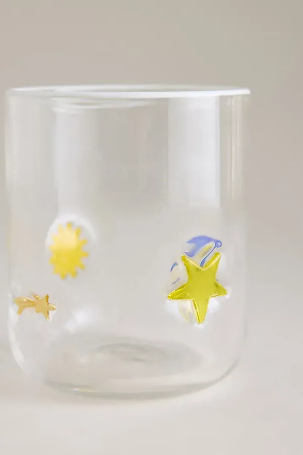 Celestial Icon Juice Glass - Yellow, Handblown Glass by Anthropologie, alternate view