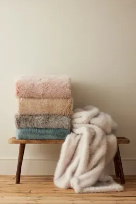 Chloe Tipped Faux-Fur Throw Blanket - Polyester product