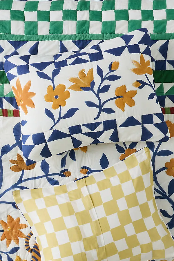 Cotton Voile Printed Pillow Shams Set of 2 - Blue, Polyester/Cotton by Anthropologie