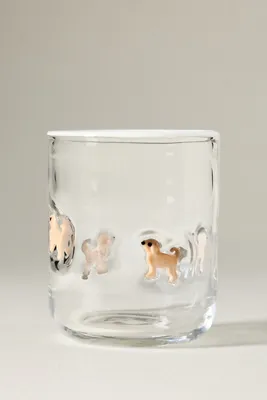 Dog Icon Juice Glass - Beige, Hand-Blown Glass by Anthropologie, alternate view