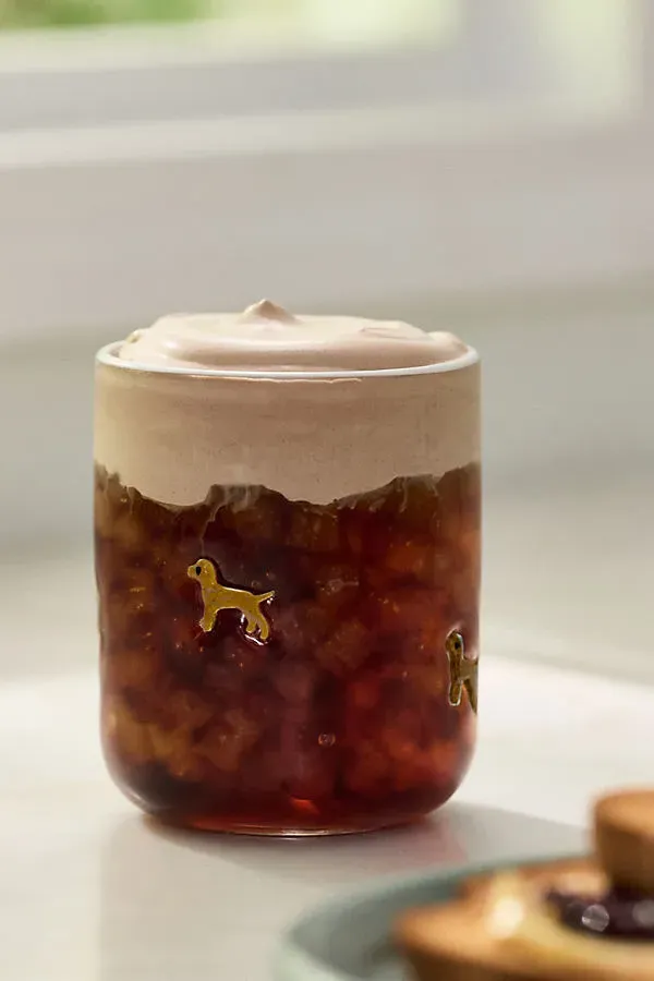 Dog Icon Juice Glass - Brown, Hand-Blown Glass by Anthropologie