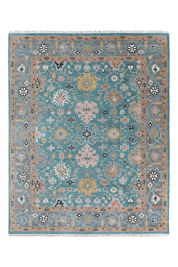 Eryn Persian-Inspired Hand-Knotted Rug - Blue, Wool by Anthropologie