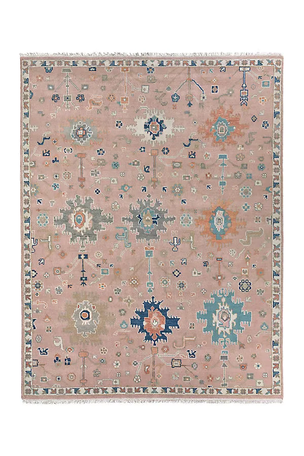 Eryn Persian-Inspired Hand-Knotted Rug - Pink, Wool by Anthropologie