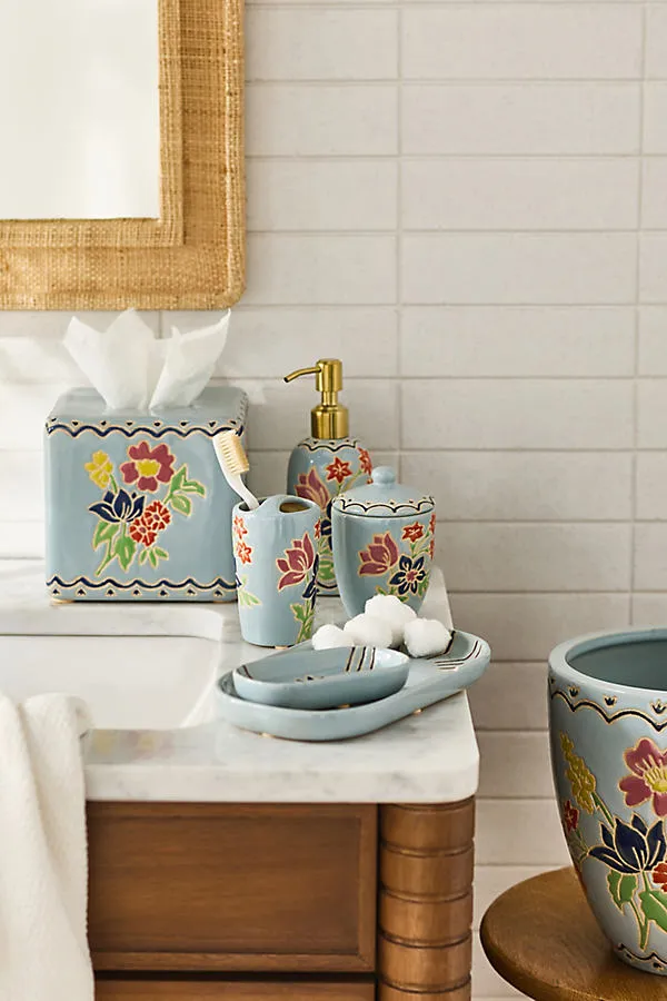 Hand-Painted Ceramic Bath Tray - Blue product