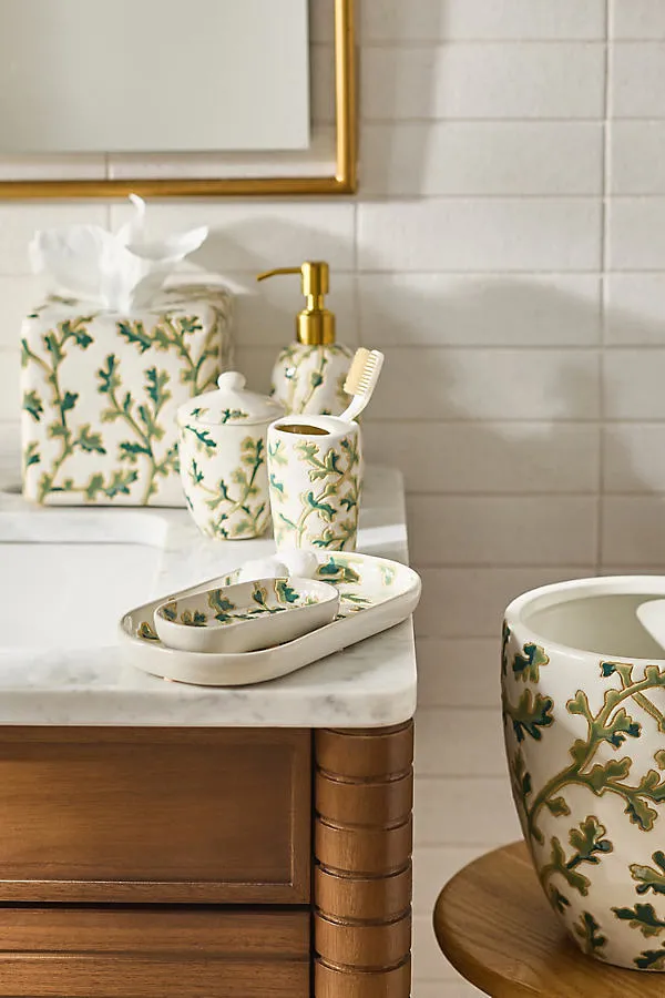 Hand-Painted Ceramic Soap Dispenser - Green by Anthropologie, alternate view