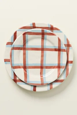 Handpainted Plaid Stoneware Dessert Plate product