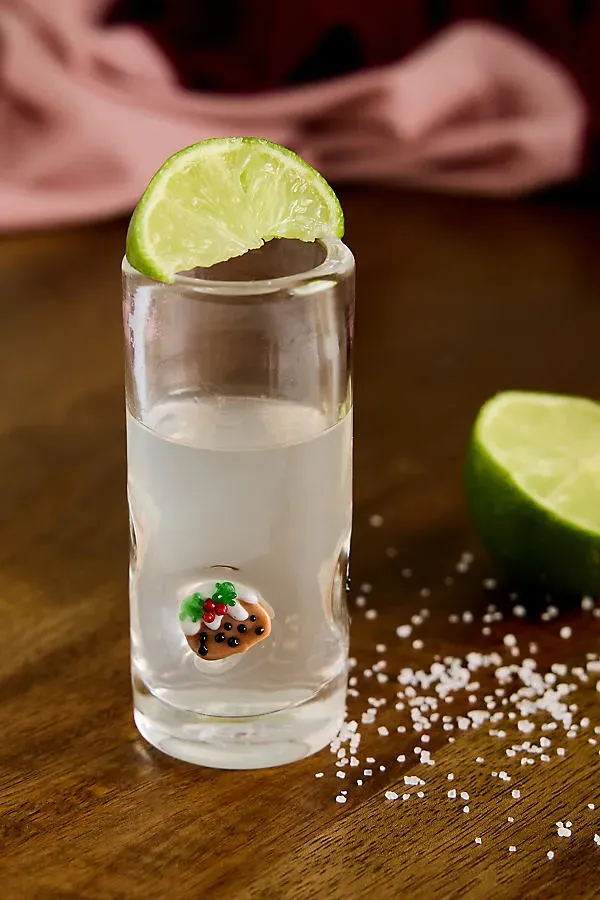 Icon Christmas Pudding Shot Glass - Brown, Glass by Anthropologie