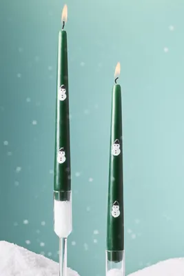 Icon Holiday Taper Candles Set of 2 - Green, Cotton product