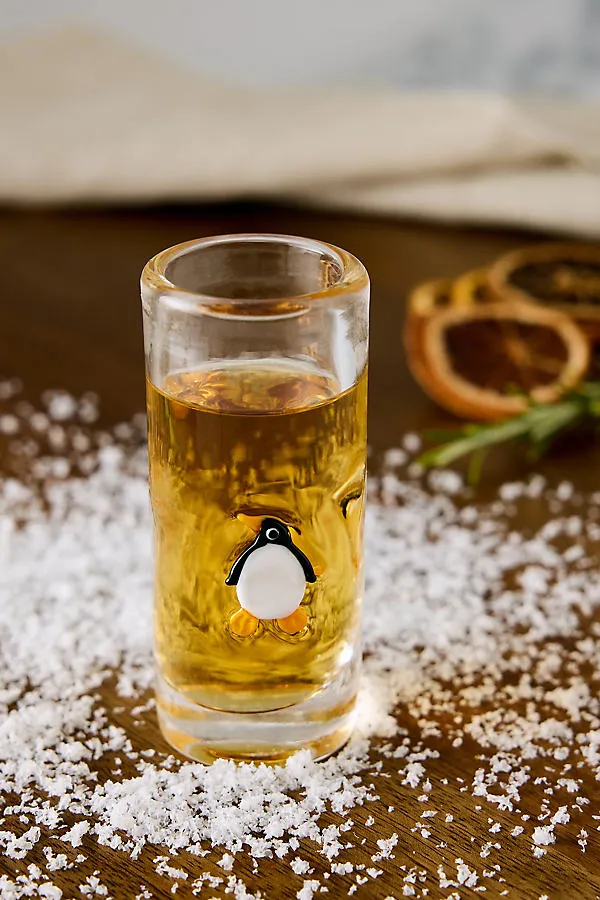 Icon Penguin Shot Glass - Black, Glass by Anthropologie