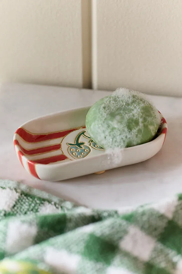 Lillie Hand-Painted Ceramic Soap Dish - Red product