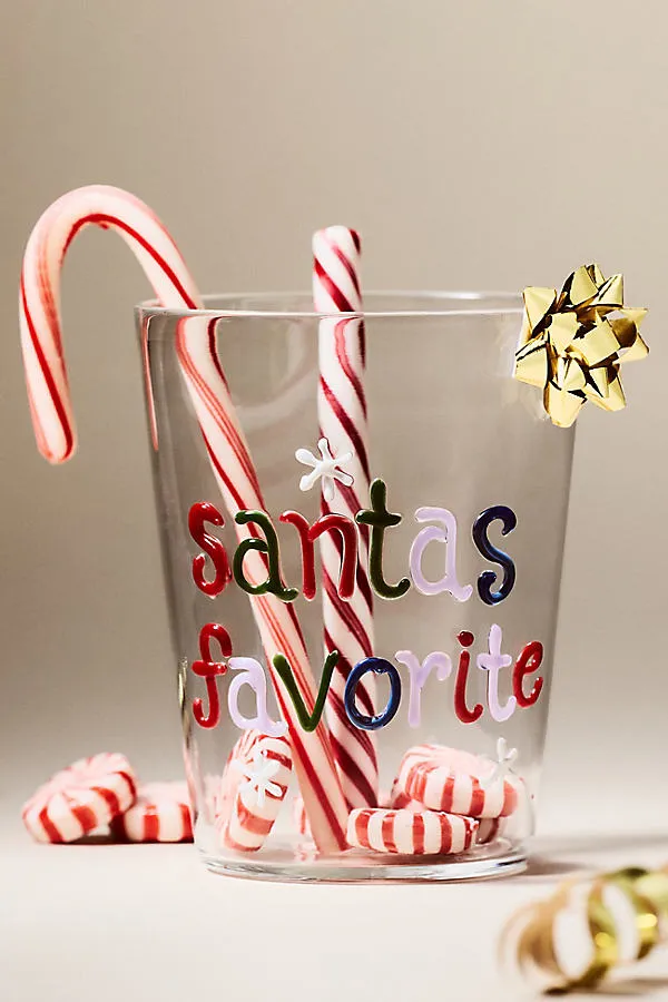 Love Notes Holiday Juice Glass - Blue, Borosilicate Glass by Anthropologie