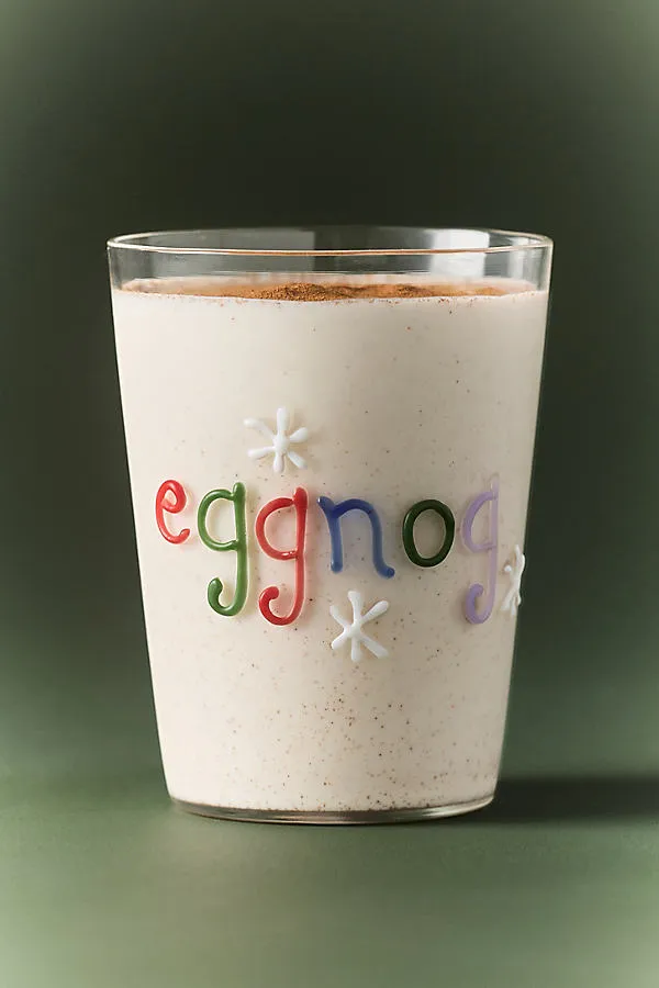 Love Notes Holiday Juice Glass - Green, Borosilicate Glass by Anthropologie