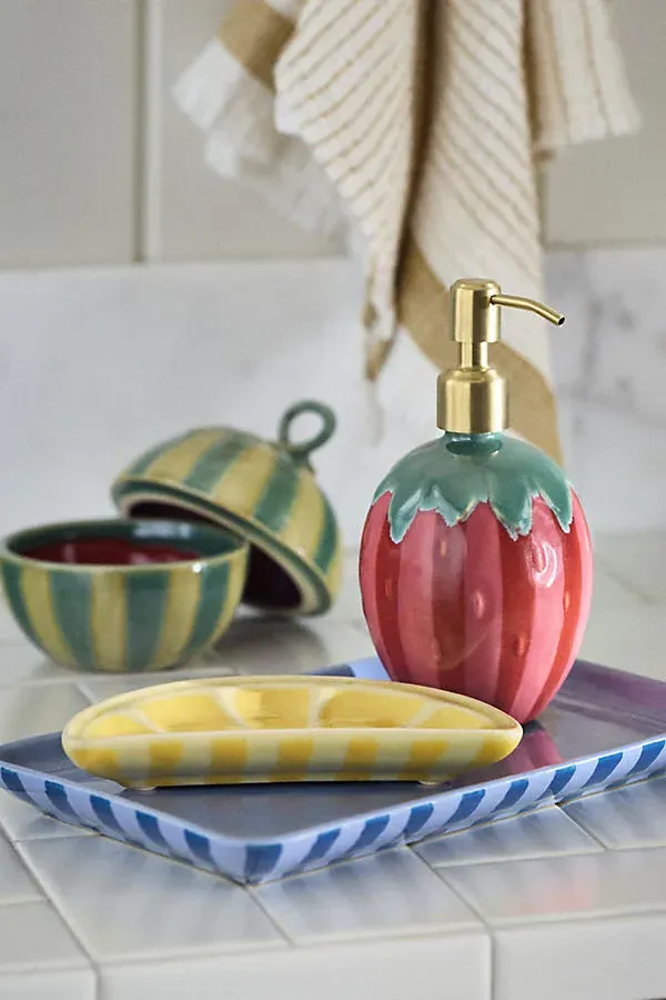 Meyer Ceramic Strawberry Soap Dispenser - Red by Anthropologie, alternate view