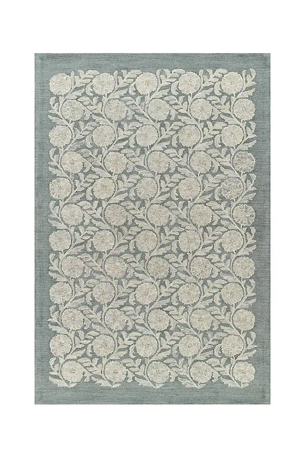 Oxford Floral Tufted Rug 2x3 - Blue, Cotton/Wool by Anthropologie