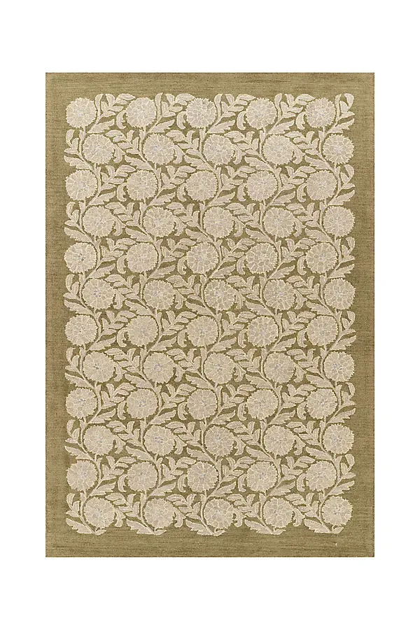 Oxford Floral Tufted Rug - Green, Wool by Anthropologie