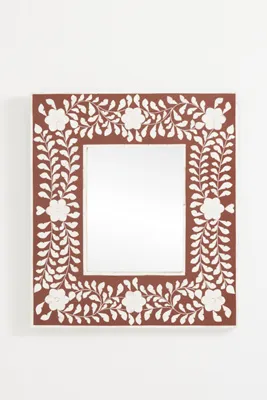 Phoebe Bone Inlay Floral Wall Mirror - Brown product