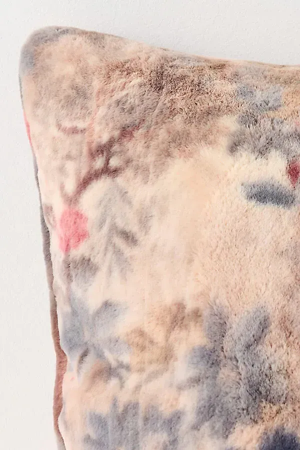 Printed Faux-Fur Throw Pillow - Beige, Polyester by Anthropologie, alternate view