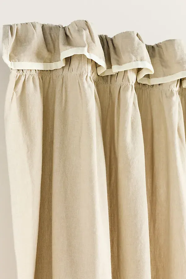 Ruffle Top Cotton Woven Curtain - Beige product