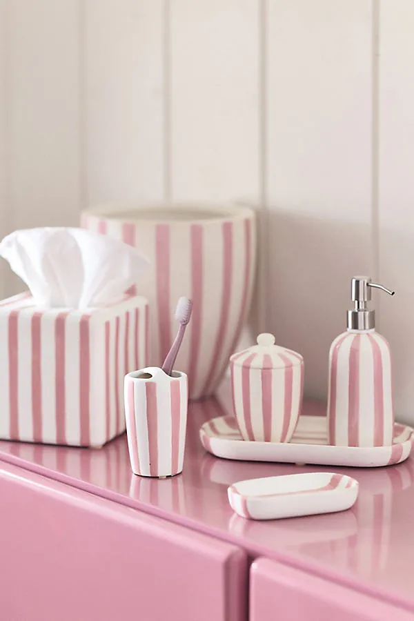 Striped Ceramic Bath Tray - Pink by Anthropologie, alternate view