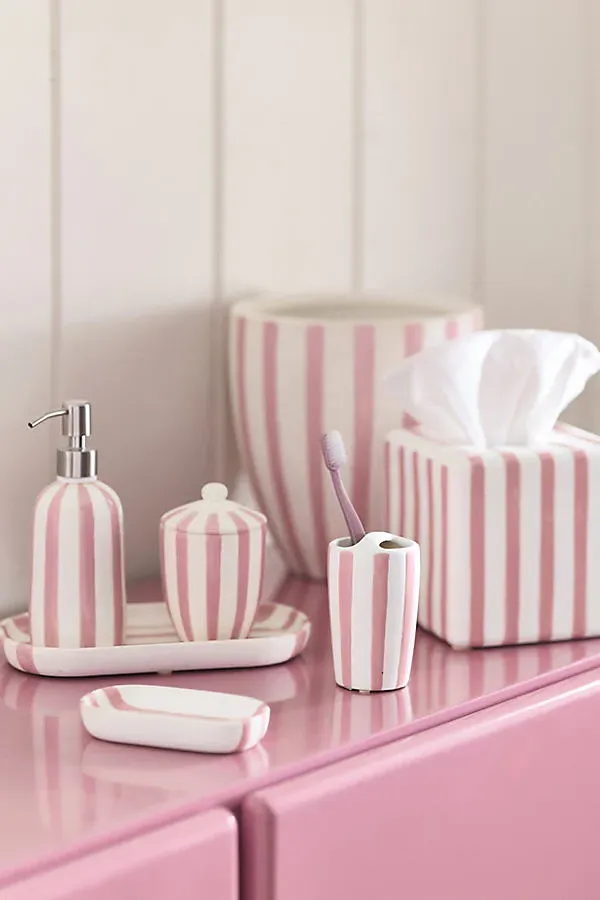 Striped Ceramic Soap Dish - Pink product
