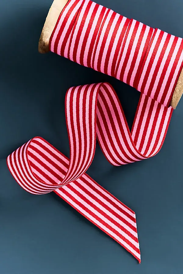 Tonal Striped Ribbon - Purple, Polyester by Anthropologie